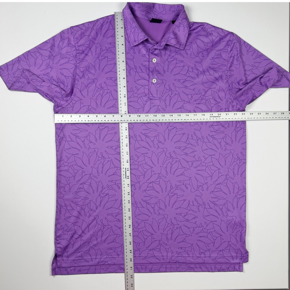 Dunning Golf Polo Shirt Mens Large Purple Excellent Floral Performance - Picture 11 of 11